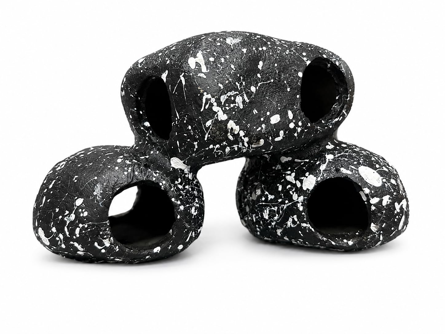 FAH Aquarium Rock Cave Ornament (Black Dot Stone) | Non- Toxic Resin Fish Tank Ornament | Durable Aquarium Decor | FAH | (17cm x 9.5 cm x 6 cm) by FAH