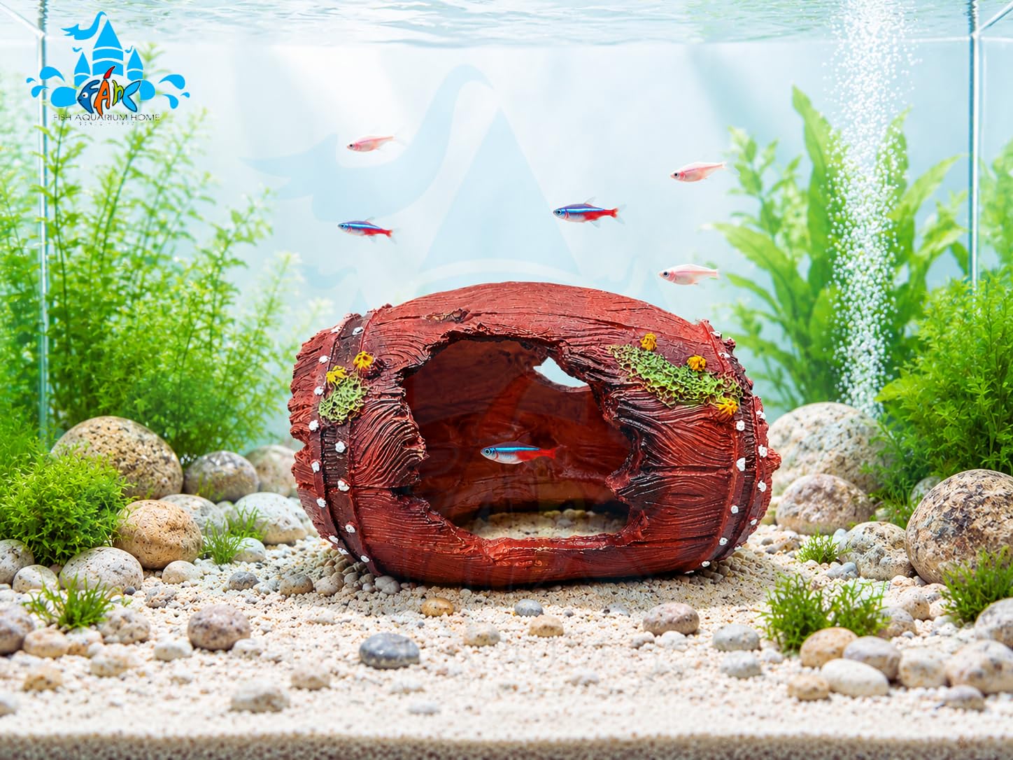 FAH Big Tree Log Cave 66 Aquarium Decoration | Non- Toxic | Resin Fish Tank Ornament | Durable Aquarium Decor | FAH | (23.5cm x 18cm x 9cm) by FAH