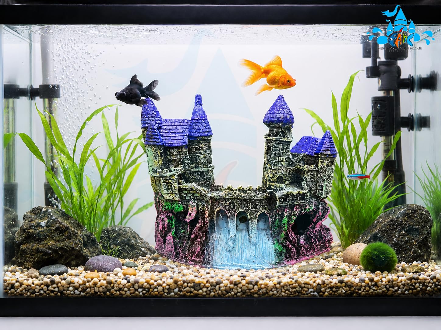 Fah® Aquarium Castle Decoration 41 | Non- Toxic Resin Fish Tank Ornament | Durable Aquarium Decor | FAH | (18cm x 13.5cm x 5cm) by FAH