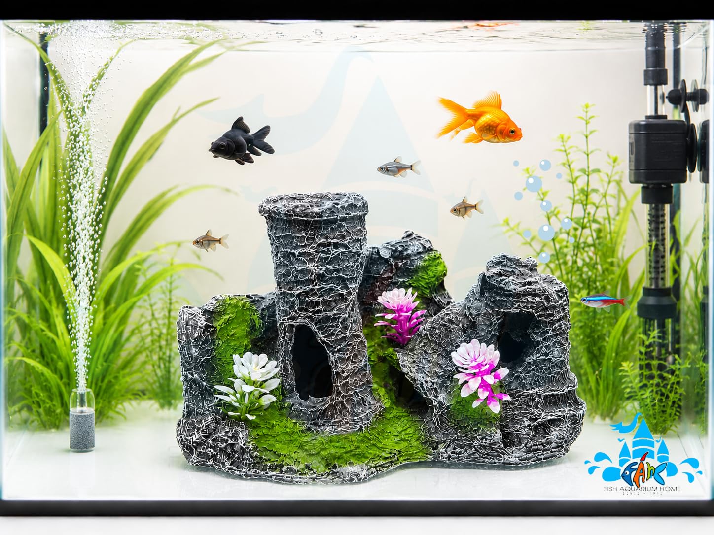 Fah® Aquarium Castle Decoration 82 | Non- Toxic Resin Fish Tank Ornament | Durable Aquarium Decor | FAH | (17cm x 11cm x 7cm) by FAH