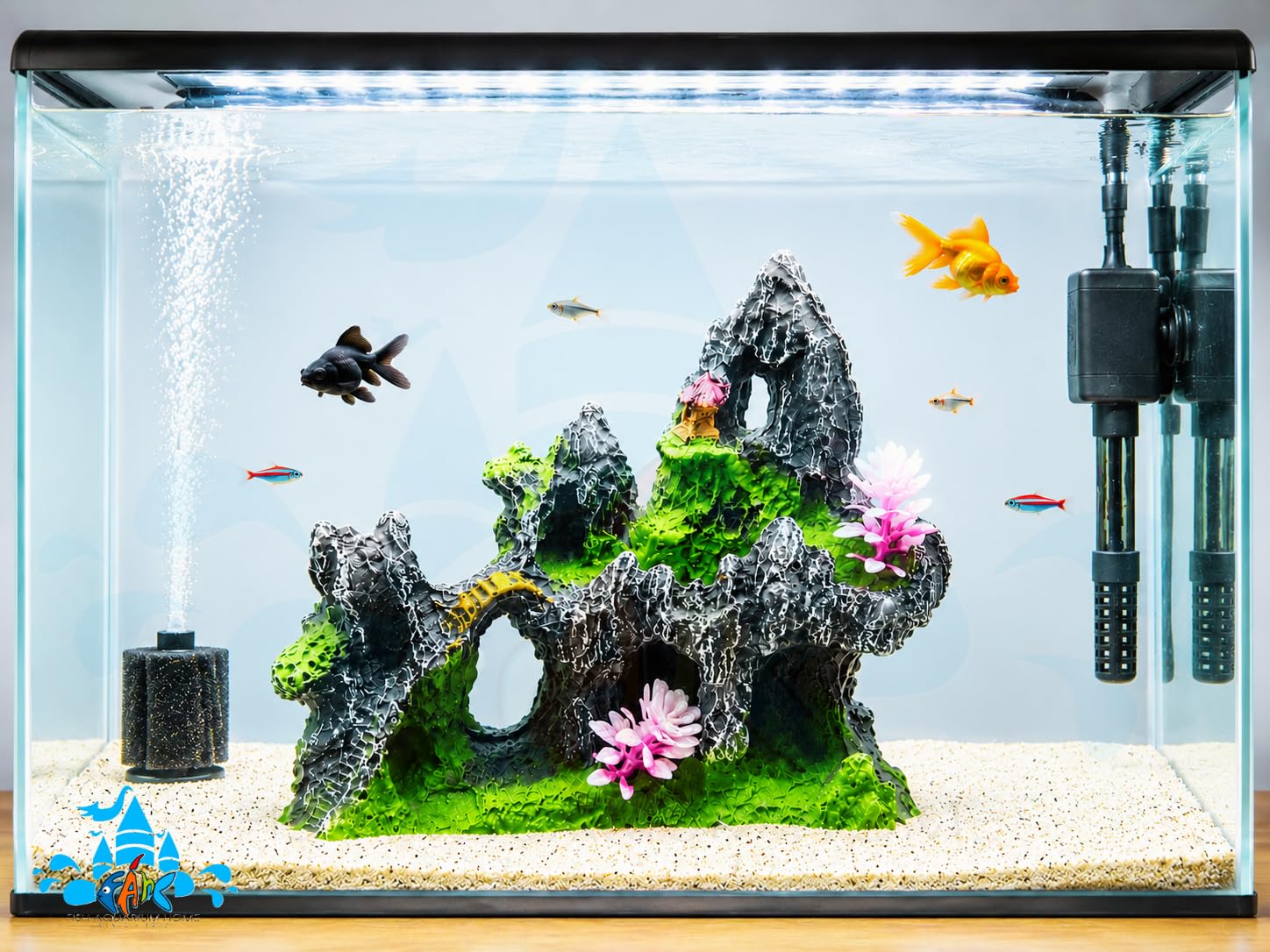 Fah® Aquarium Mountain Decoration 13 | Non- Toxic Resin Fish Tank Ornament | Durable Aquarium Decor | FAH | (16cm x 15.5cm x 6.5cm) by FAH