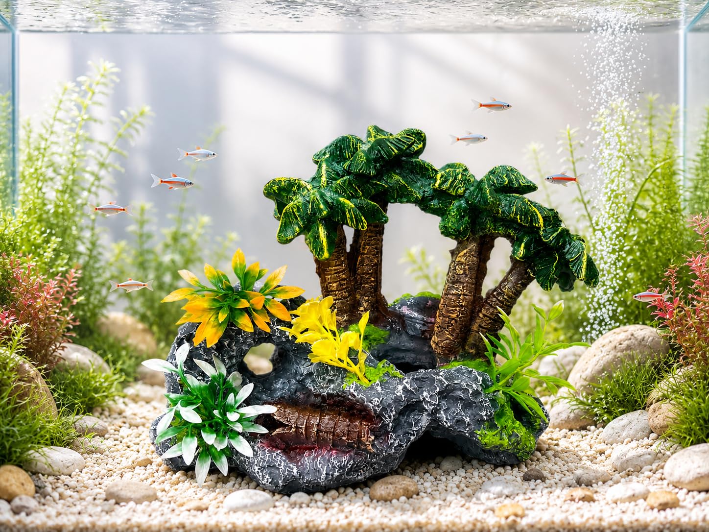 Fah® Aquarium Island Decoration 94 | Non- Toxic Resin Fish Tank Ornament | Durable Aquarium Decor | FAH | (26cm x 24cm x 13cm) by FAH