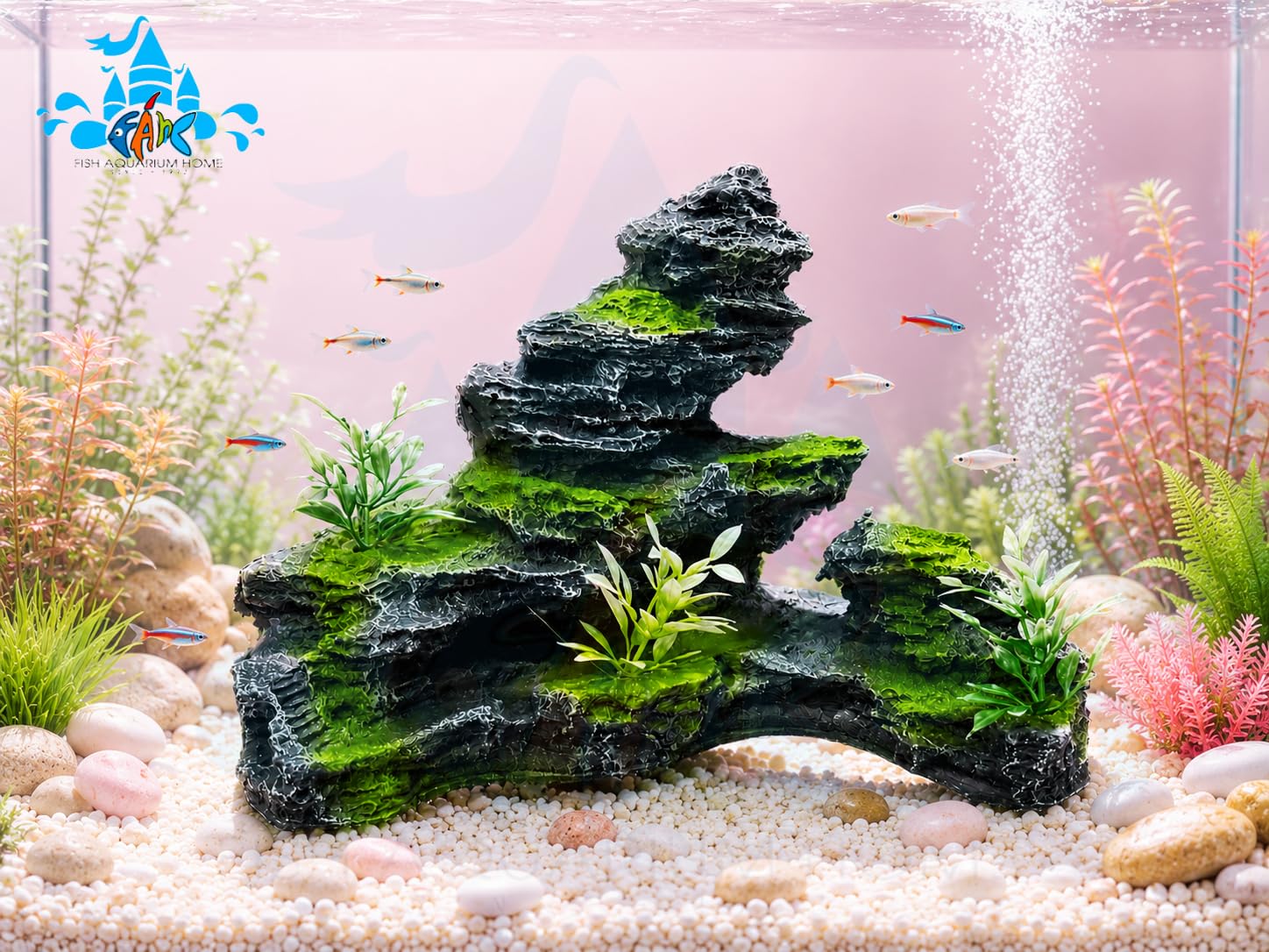 Fah® Aquarium Rock Hill B Decoration | Non- Toxic Resin Fish Tank Ornament | Durable Aquarium Decor | FAH | (30.5cm x 23cm x 10cm) by FAH