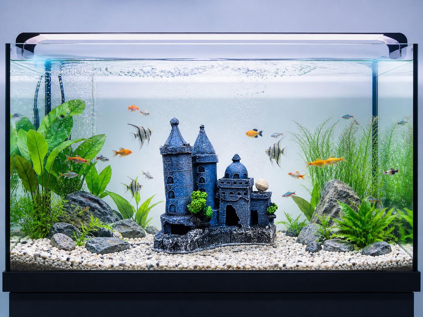 Fah® Aquarium Decoration Castle with Blue Wall | Arabian Theme | Vibrant Color | Non Toxic | FAH (Size : 20 cmx20cm x10cm) by FAH