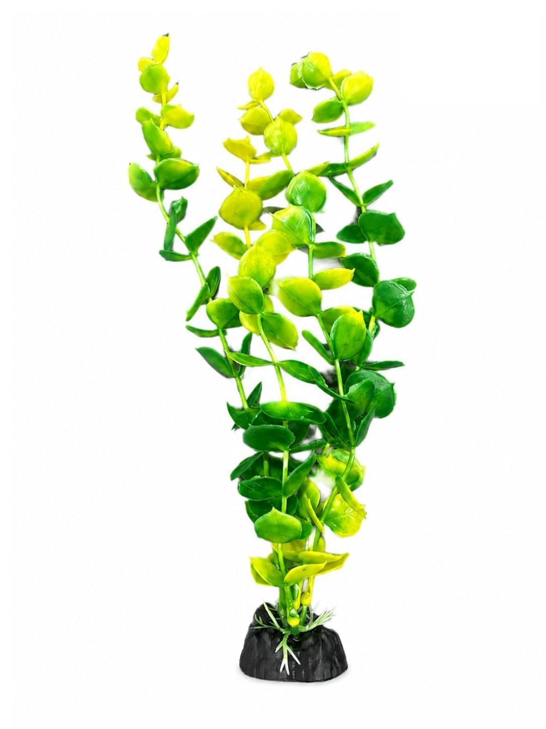 Minjiang Artificial Aquarium Plant Set of 6 | 27.5 cm Green Lime Two-Tone Alternating Leaf | Nano Fish Tank Foreground Decoration by Minjiang
