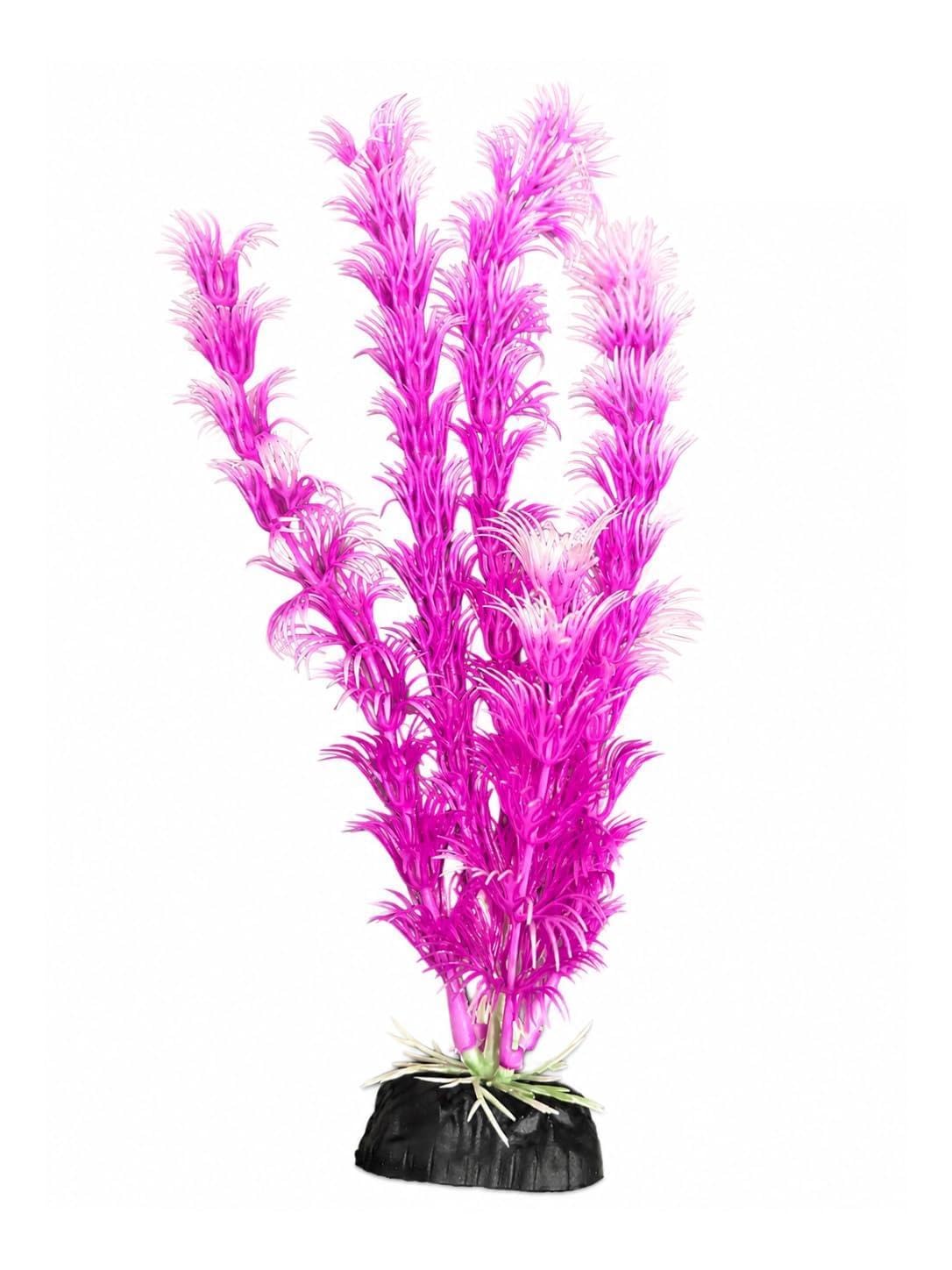 Minjiang Artificial Aquarium Plant Set of 6 | 20.5 cm Vivid Pink Magenta Feathery Spike | Nano Fish Tank Foreground Decoration by Minjiang