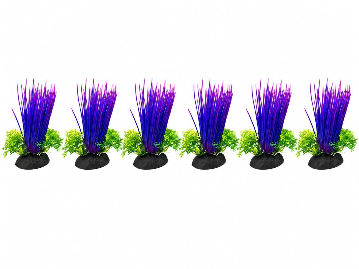 Minjiang Artificial Aquarium Plant Set of 6 | 13 cm Purple Violet Spike Grass | Mini Fish Tank Foreground Decoration by Minjiang