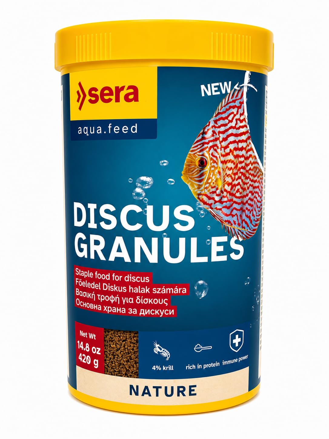 FAH Sera Discus Granules Nature Nature Aqua Feed| Staple Food for Discus| Rich in Protein, 420 g by Sera