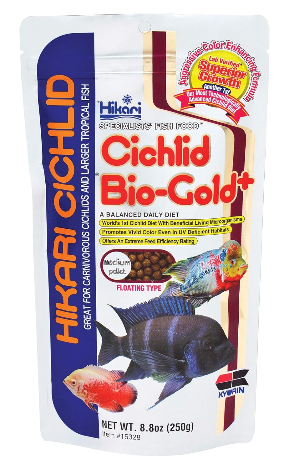 Hikari Cichlid Biogold +, 250Gm, Medium Adult, Fish Pellet by Hikari