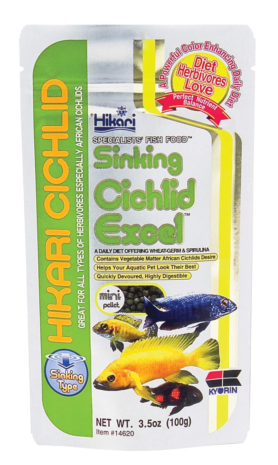 Hikari Sinking Cichlid Excel (New) | 100Gm, All Life Stages, Pellet, Fish by Hikari