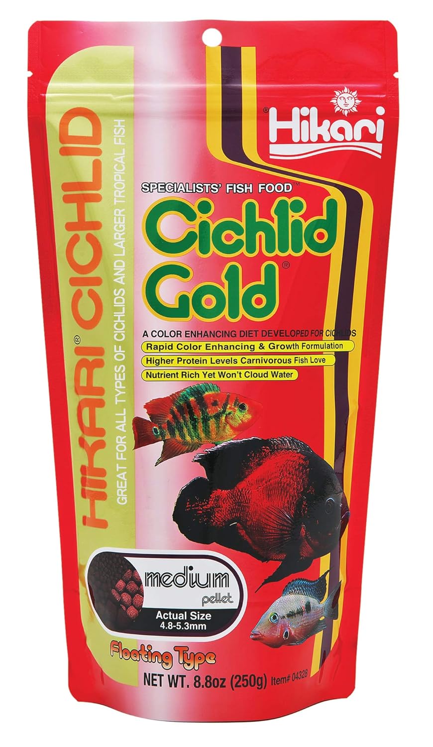 Hikari 8.8-Ounce Cichlid Gold Floating Pellets for Young Adult Fish, Medium by Hikari