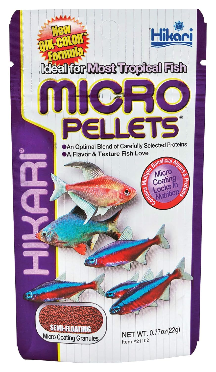 Hikari Tropical Micro Pellets Tetra,Barbs and Small-Mouthed Fish Food For All Life Stages, 22g by Hikari