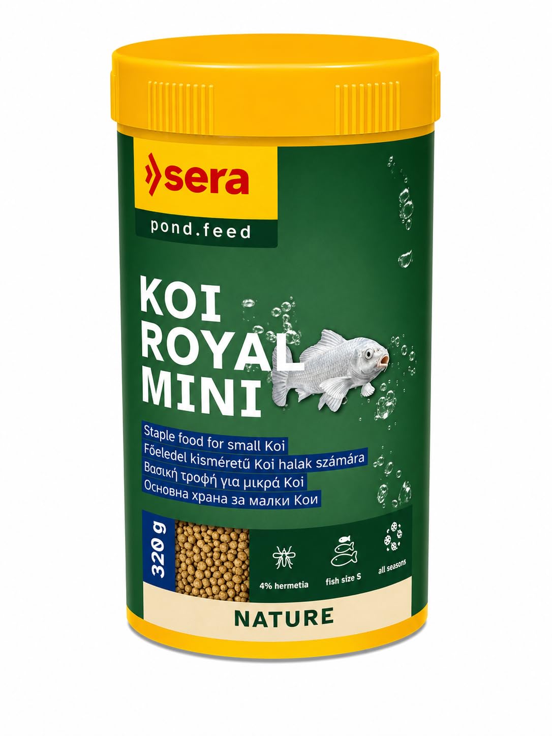 FAH Sera Koi Royal Nature 320g | Imported Feed from Germany | Healthy Choice for Small Koi Carps (Natural) by Sera